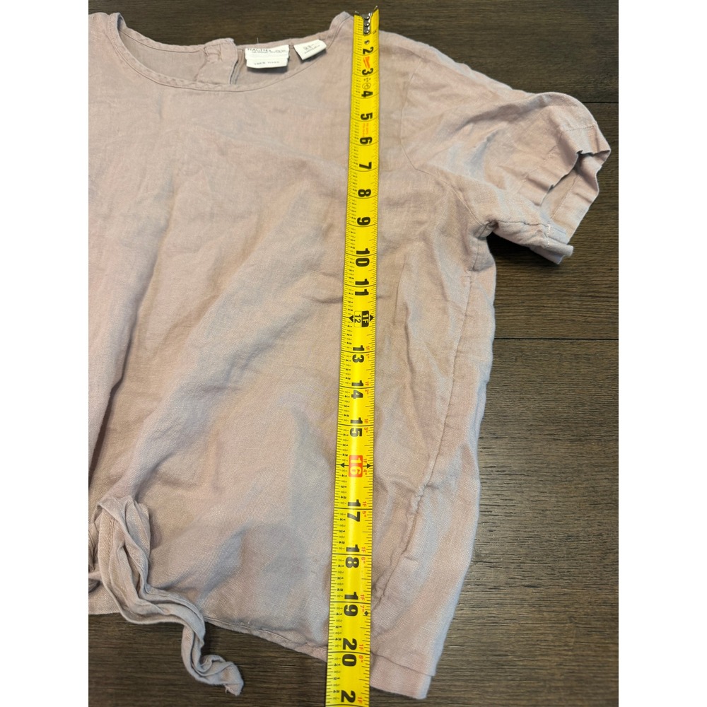 Rachel Zoe Womens 100% Linen Front Tie Short Sleeve Mauve Pink Blouse Top Size M - Picture 6 of 6